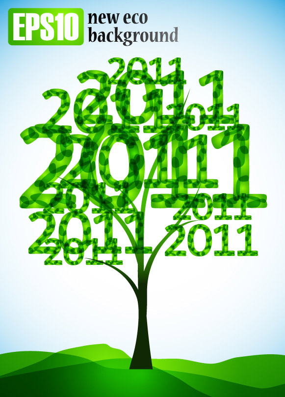 free vector 2011 fresh trees vector