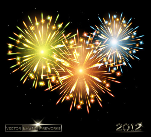 free vector 2012 bright fireworks background 02 vector