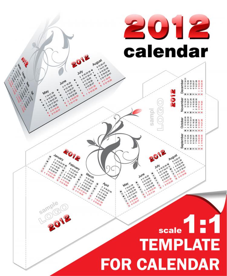 free vector 2012 calendar desk calendar model 05 vector