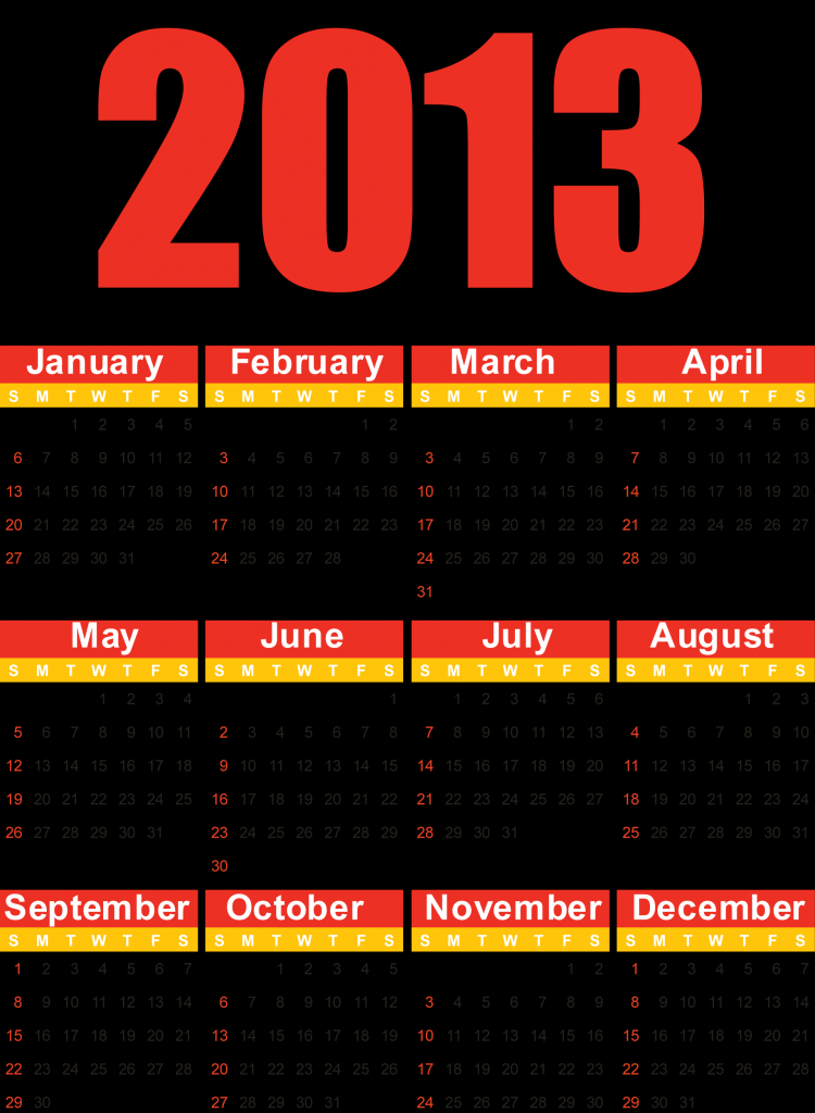 free vector 2013 Free Vector Calendar