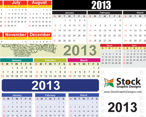 free vector 2013 Free Vector Calendar