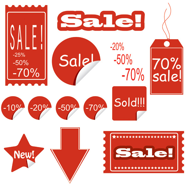 free vector 3 sets of discount sales decorative icon vector