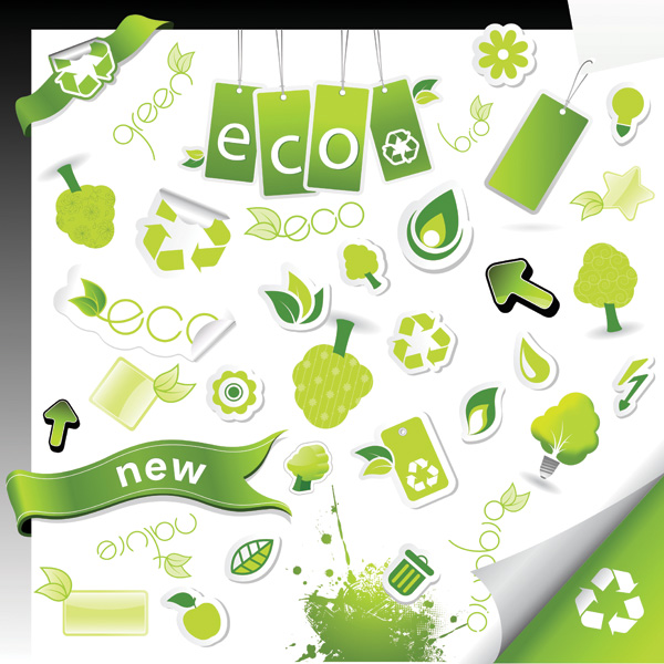 free vector 3 sets of green icon vector