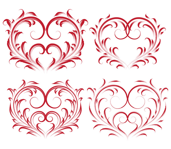 free vector 4 beautiful heartshaped pattern vector