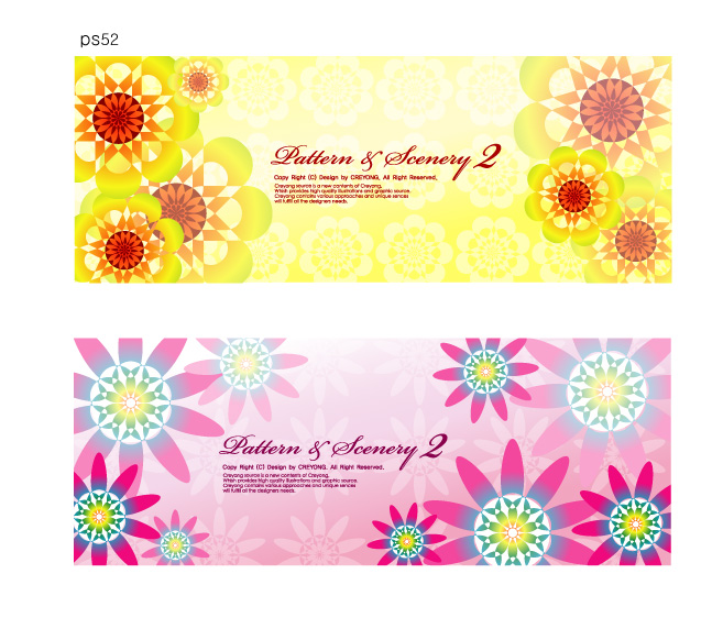 free vector 4 colorful flowers vector background