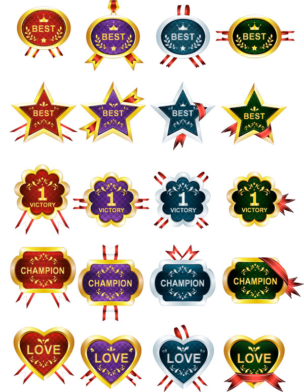free vector 40 honors and awards ribbons medals vector
