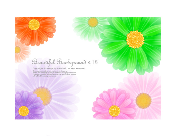 free vector 5 cute little daisy background vector