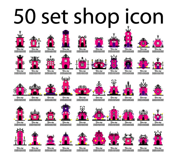 free vector 50 kinds of store icon vector