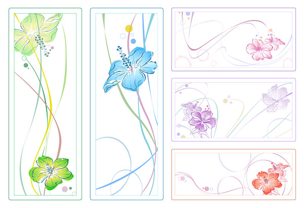 free vector 5color watercolor style flowers vector