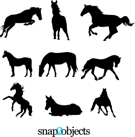 free vector 9 Horses Vector Silhouettes