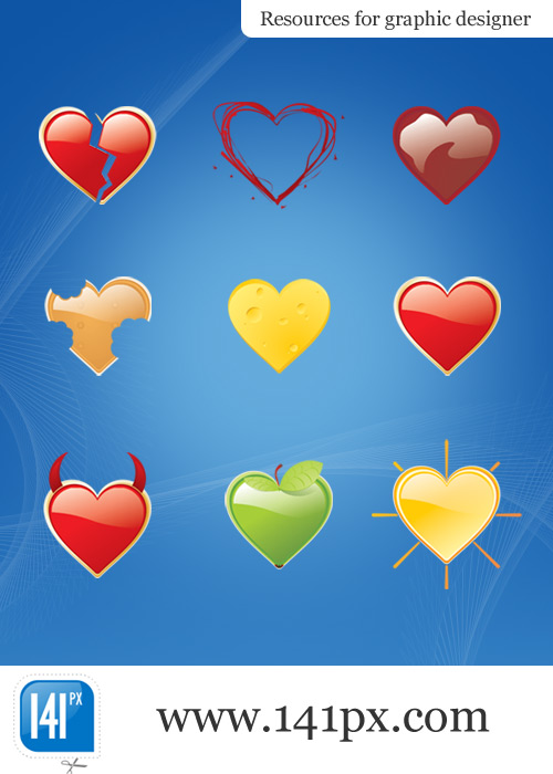 free vector 9 love icons packages