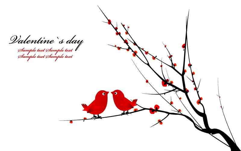 free vector A pair of birds on branches vector