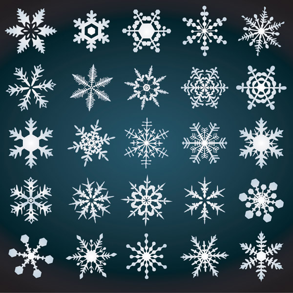 free vector A variety of beautiful snowflake pattern vector