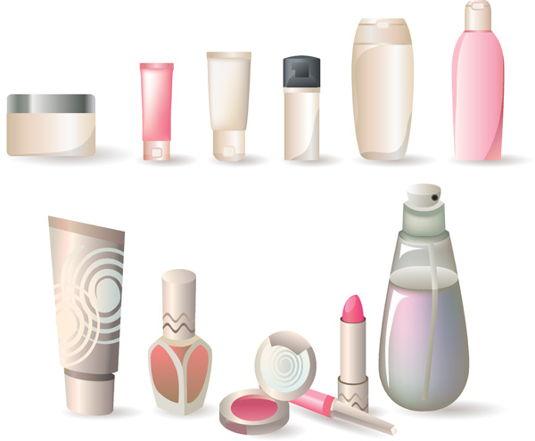 free vector A variety of cosmetic bottles vector