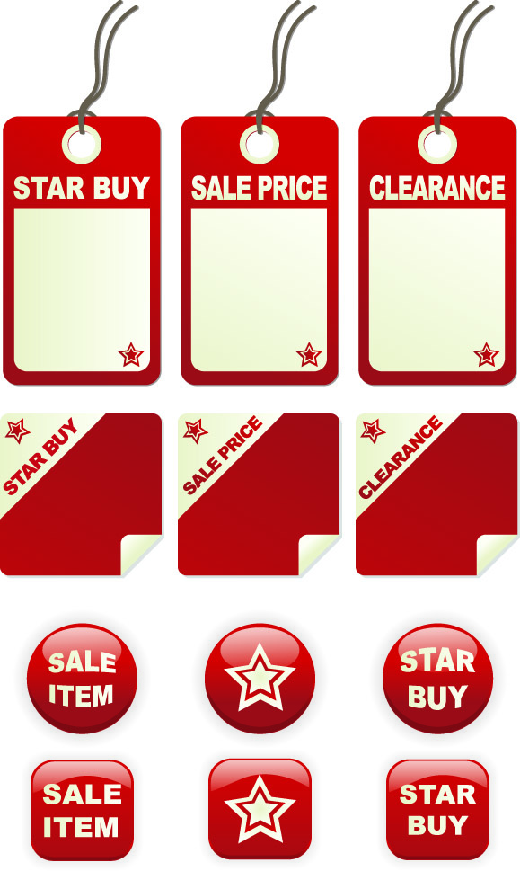 free vector A variety of decorative red label graphics vector 2