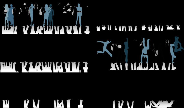 free vector All kinds of people black and white silhouette vector