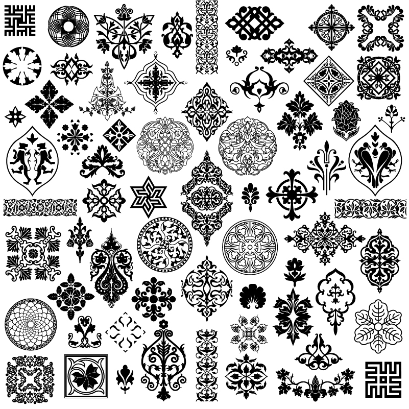 free vector Ancient Style Pattern - Vector Material Ancient Patterns Side Flower