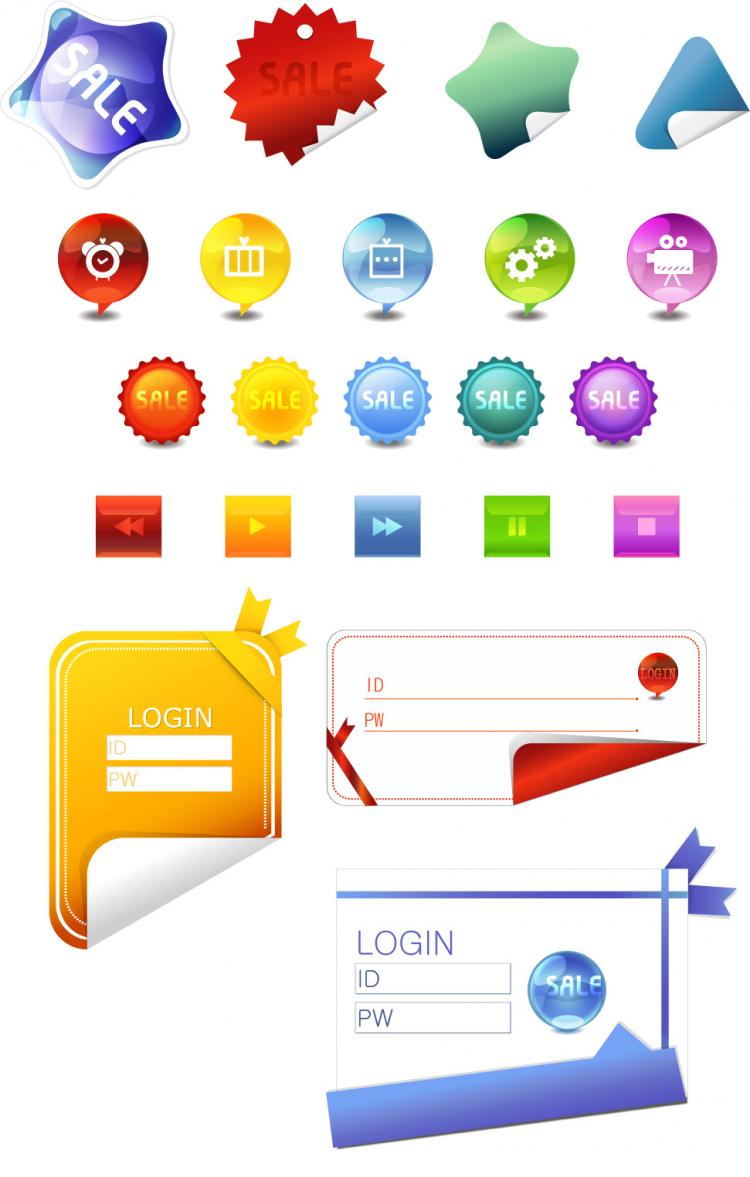 free vector Angular stickers button icons login and other vector
