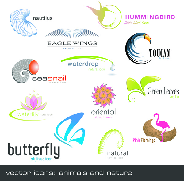 free vector Animals plants shape logo template vector