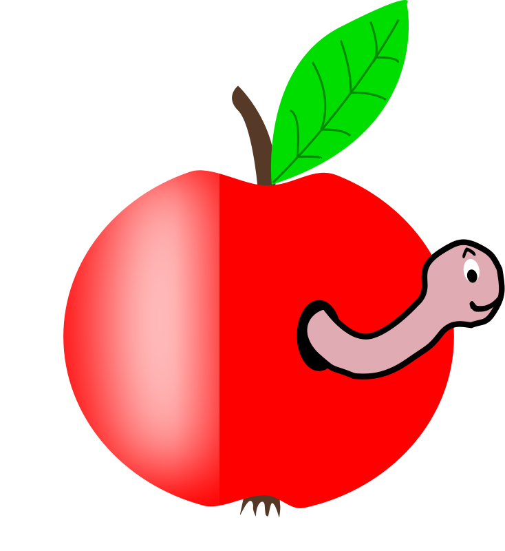 free vector Apple Red with a Green Leaf with funny Worm