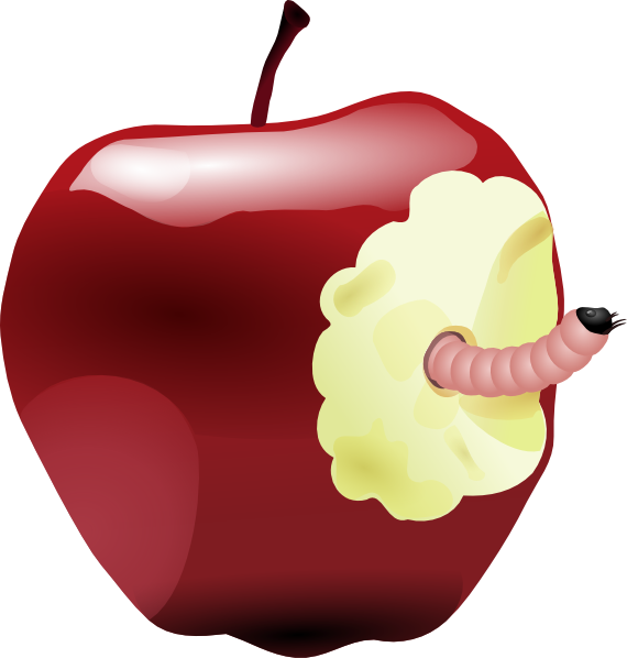 free vector Apple With Worm clip art