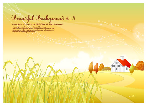 free vector Autumn rice pastoral background vector