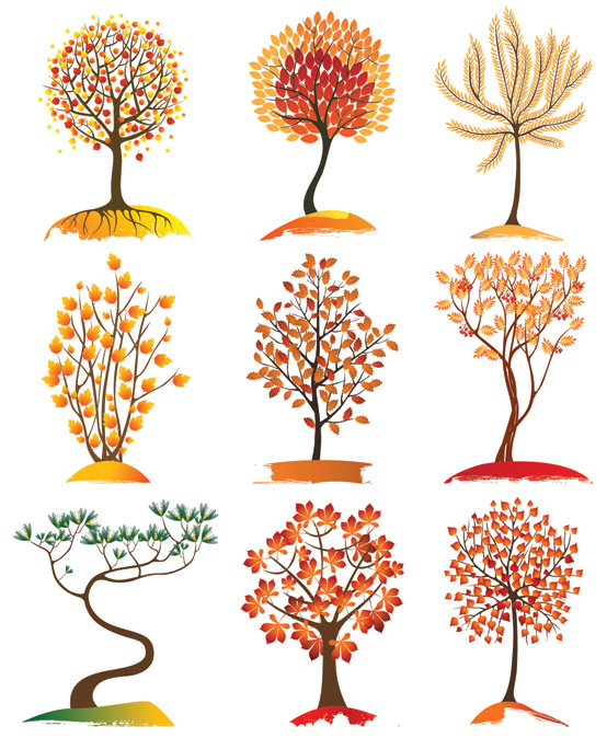 free vector Autumn trees vector