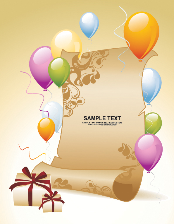 free vector Balloon gift paper background vector