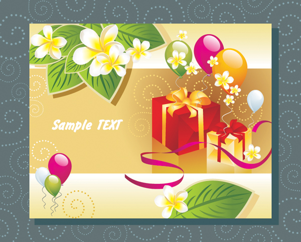 free vector Balloon leaves a gift card vector