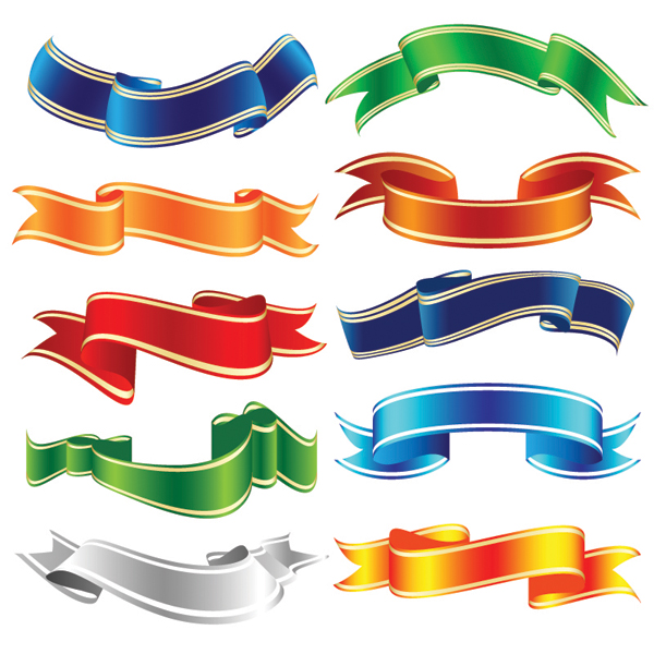 free vector Banner vector variety of ribbons ribbons