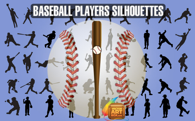 free vector Baseball Players Silhouettes