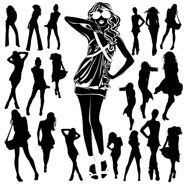 Beautiful black and white silhouette 01 vector 26773 Free Vector / 4Vector