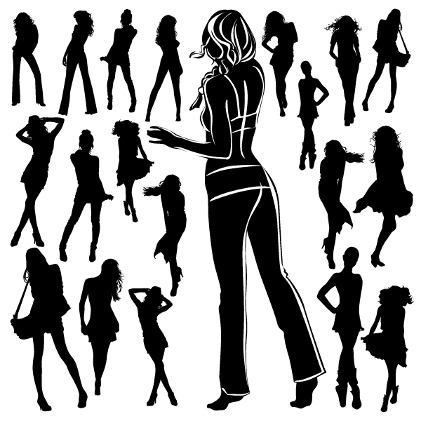 free vector Beautiful black and white silhouette 02 vector