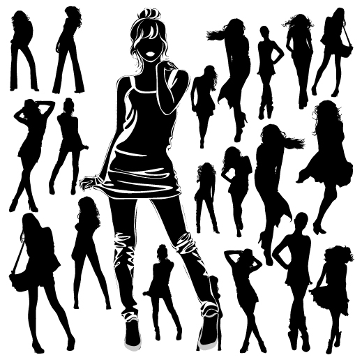 free vector Beautiful black and white silhouette 02 vector