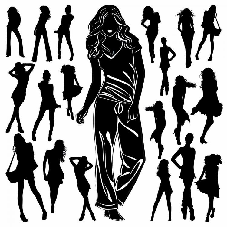 free vector Beautiful black and white silhouette 03 vector