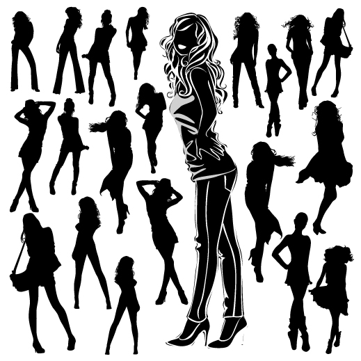 free vector Beautiful black and white silhouette 03 vector
