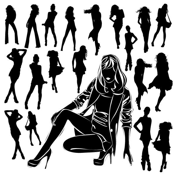 free vector Beautiful black and white silhouette 04 vector