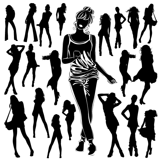 free vector Beautiful black and white silhouette 04 vector