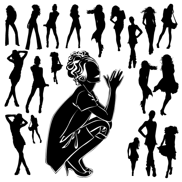free vector Beautiful black and white silhouette 05 vector