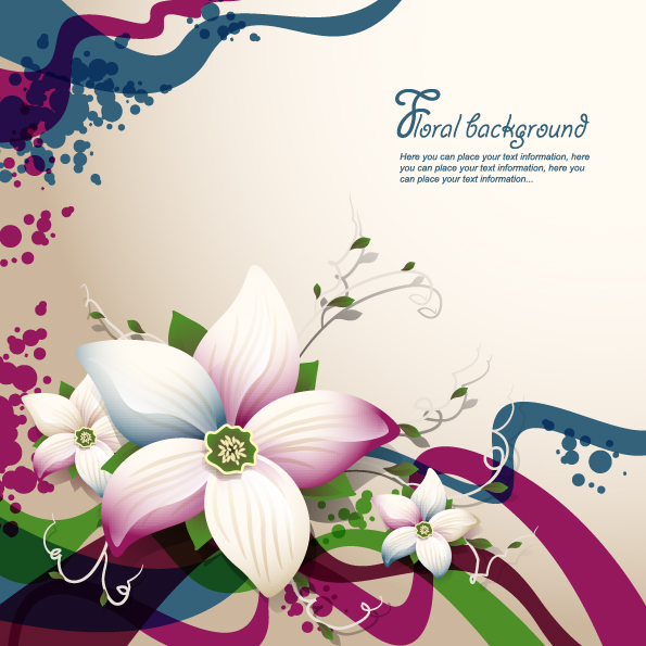 free vector Beautiful flowers shading background 04 vector
