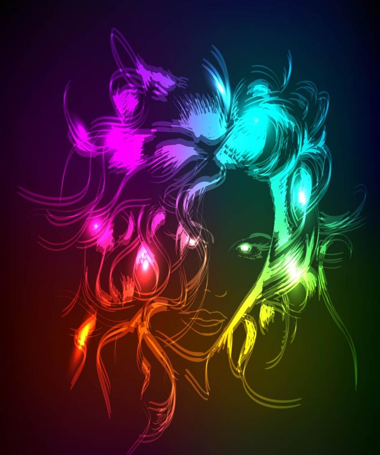 free vector Beautiful gorgeous neon silhouette 01 vector