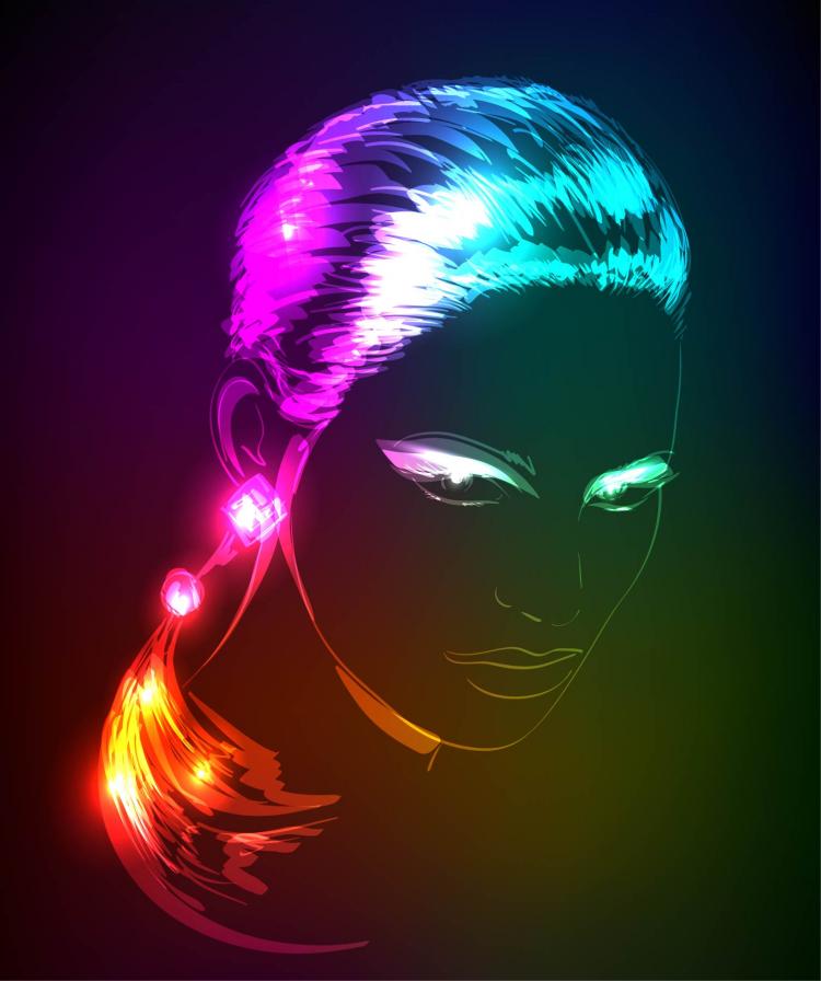free vector Beautiful gorgeous neon silhouette 04 vector