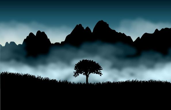 free vector Beautiful scenery silhouette vector