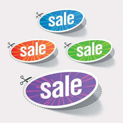 free vector Beautiful vector stickers discount sales