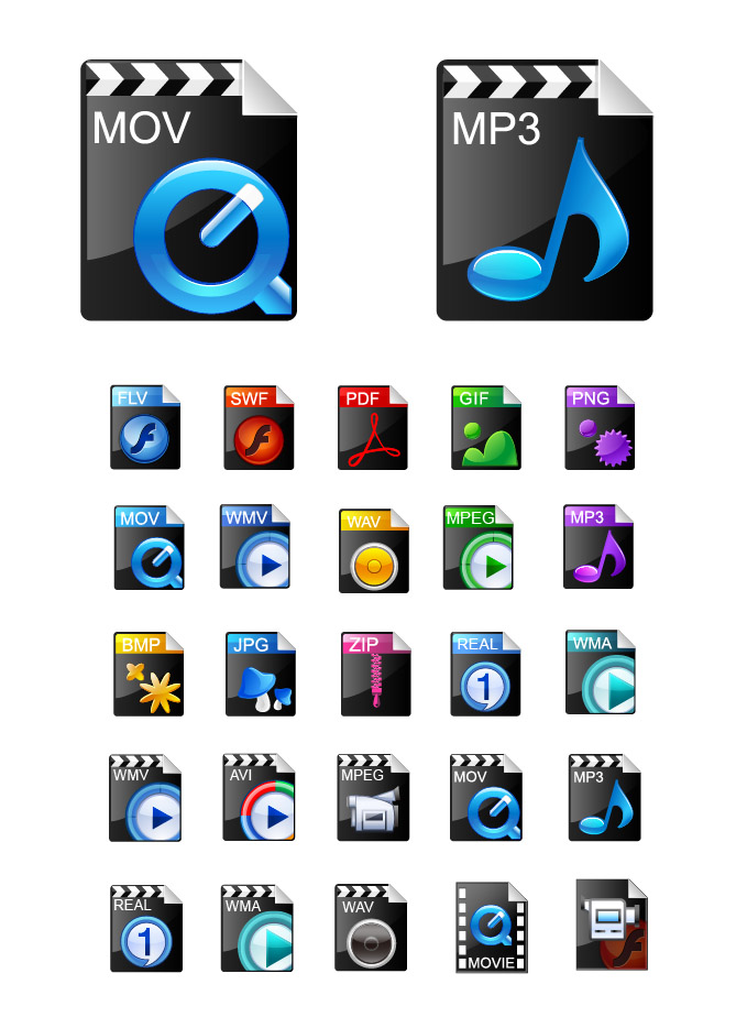 free vector Beautiful video formats commonly used icons vector