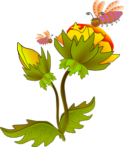 free vector Bee And Flower clip art
