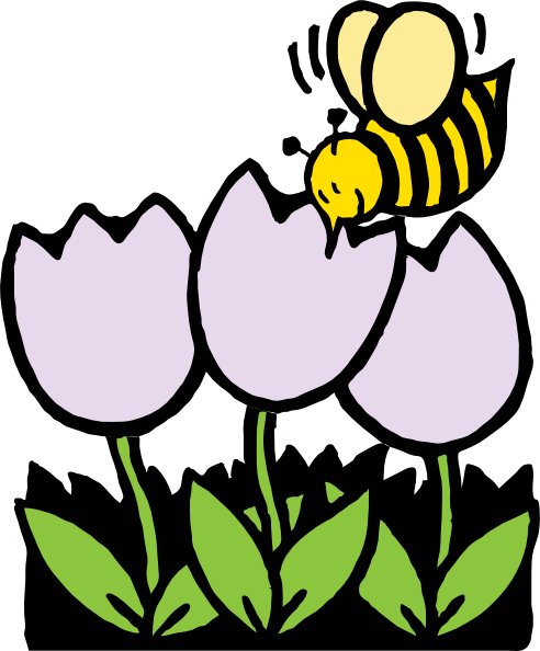 free vector Bee And Flowers clip art