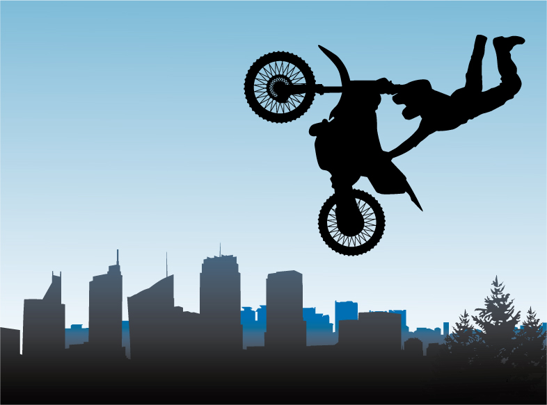 free vector Bicycle and motorcycle sport silhouette vector