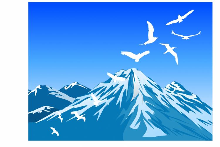 free vector Bird and mountain scene vector