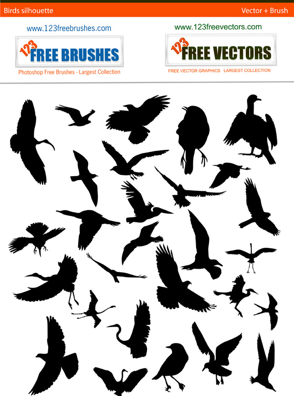 free vector Birds silhouettes free vector and photoshop brush